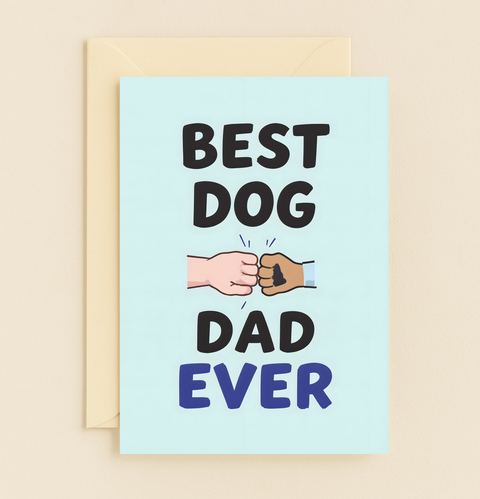 Funny Dog Dad Greeting Card Fist Bump Design - Front