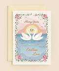 Romantic Greeting Card with Swan Illustration - Front