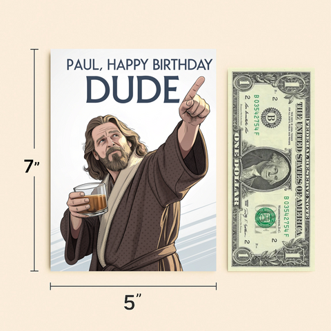 Funny Birthday Card for Him Bearded Dude Design - Size