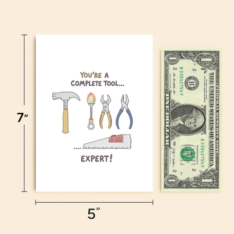Funny Greeting Card with Illustrated Tools - Size