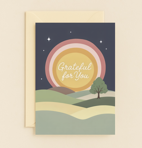 Grateful for You Card Modern Sunrise Design - Front