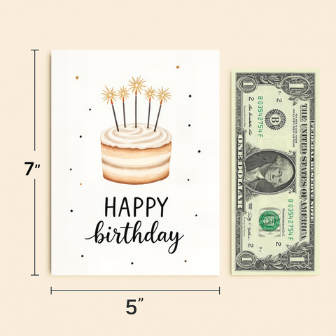 Funny Birthday Card with Cake and Sparklers - Size