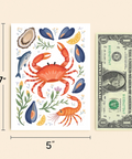 Seafood-Themed Greeting Card with Cute Crab Illustration - Size