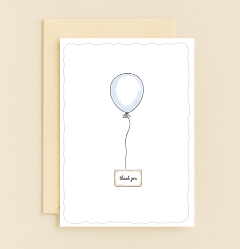 Thank You Balloon Greeting Card Simple Modern Design - Front