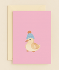 adorable duck with winter hat card