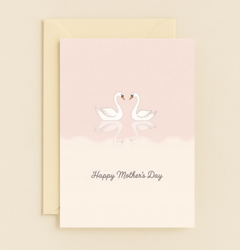 Mothers Day Card Elegant Swans Design - Front