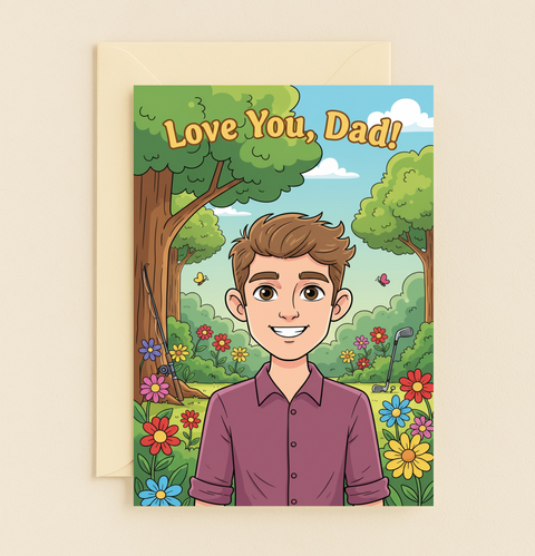 Love You Dad Fishing Golf Flowers Outdoor Young Man Card product image