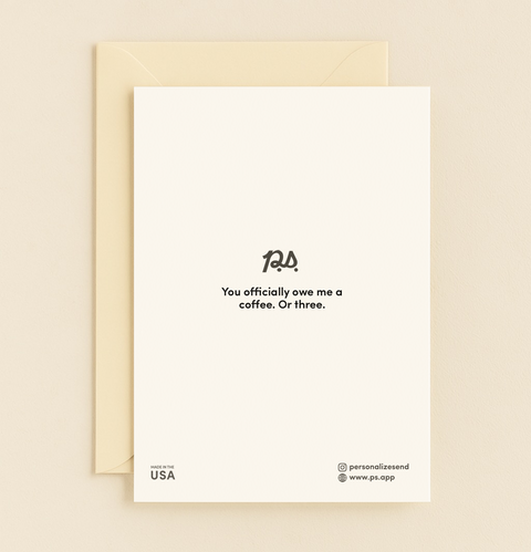 Back of Chic Handwritten Thank You Card with P.S. message