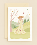 autumn breeze woman in nature card