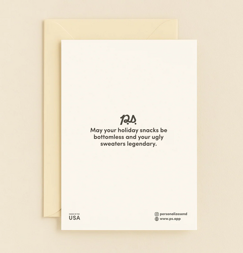 Christmas Greeting Card Watercolor Christmas Tree Design - Back