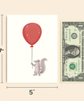 Cute Birthday Card Squirrel with Red Balloon - Size