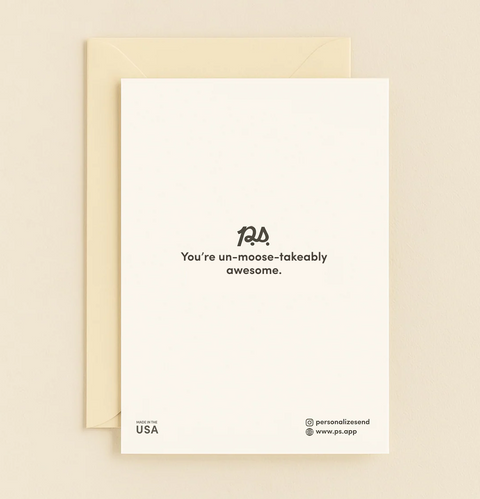 Funny Moose Greeting Card "I Find You Very Amoosing" - Back