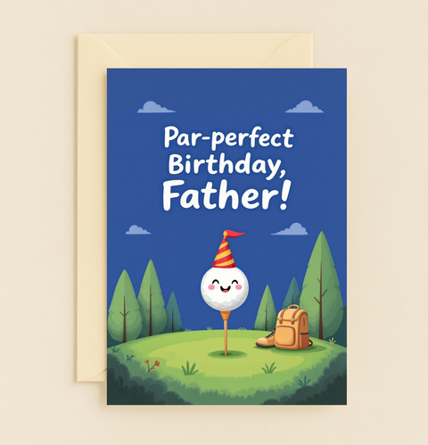Par Perfect Golf Ball Birthday Card for Father Dad Party Hat product image