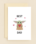 Cute Dad Greeting Card Baby Alien Holding Heart - Front
