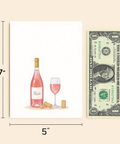 Rosé Greeting Card with Bottle and Glass Illustration - Size