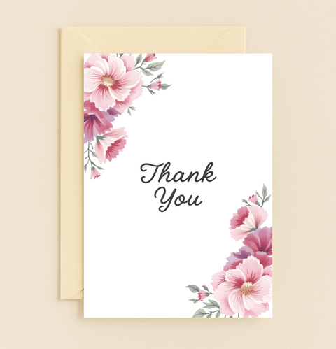 Thank You Card Elegant Floral Design - Front