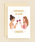Funny Wine Greeting Card Cute Girls Cheers Illustration - Front
