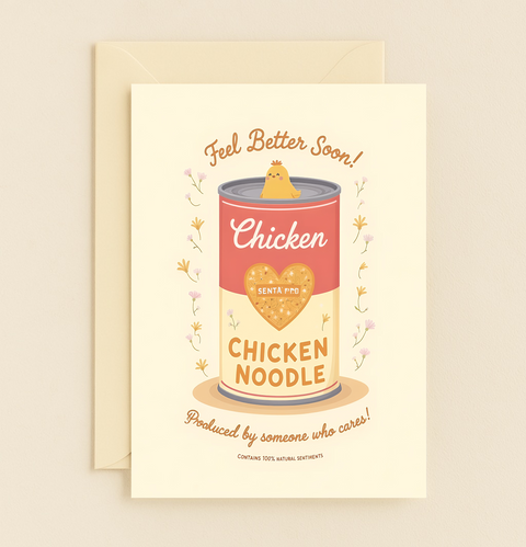 Get Well Card Cute Chicken Soup Design - Front