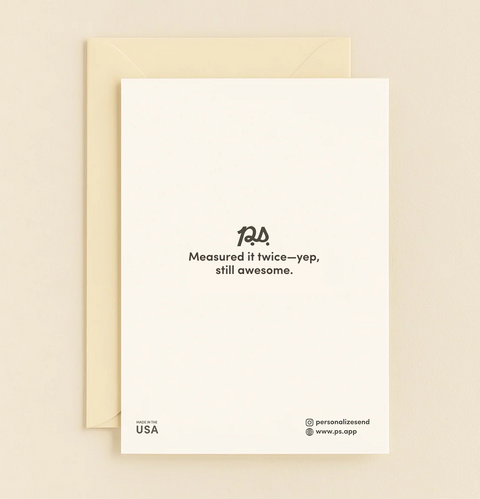 Funny Greeting Card with Ruler Pun You Rule Illustration - Back