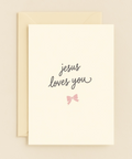 Religious Greeting Card with Pink Bow - Modern Design - Front