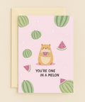 Funny Birthday Greeting Card Cute Watermelon Bear Design - Front