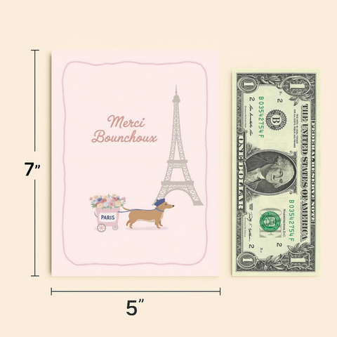 Paris Thank You Card Cute Dachshund Design - Size