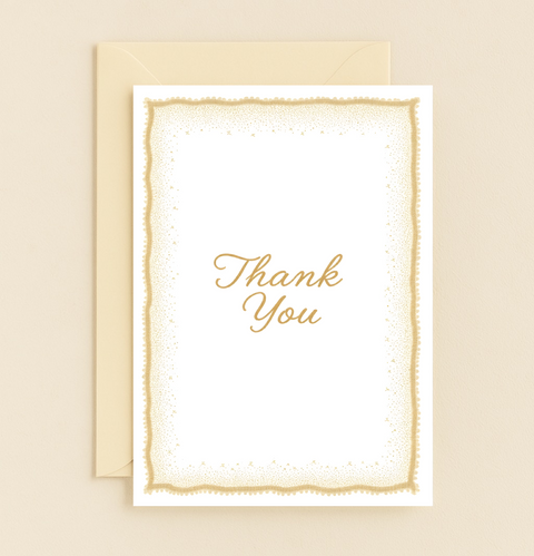 Thank You Card Elegant Gold Border Design - Front