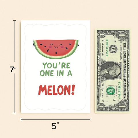 Funny Birthday Card Cute Watermelon Design - Size