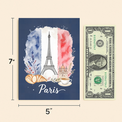 Paris Greeting Card Modern Eiffel Tower Illustration - Size