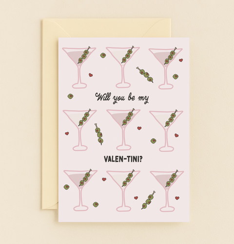 be my valen tini cocktail card