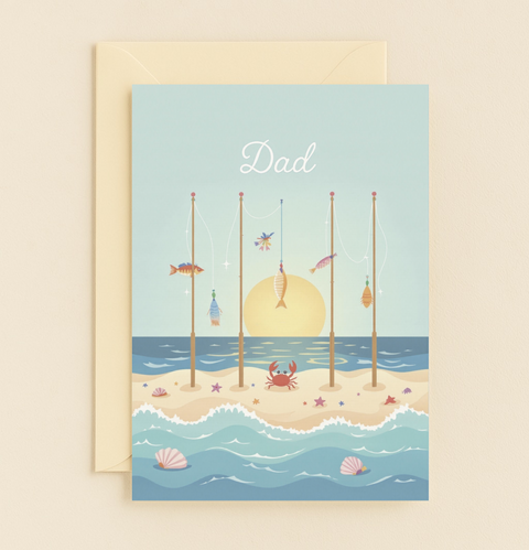 Beach Fishing Dad Card