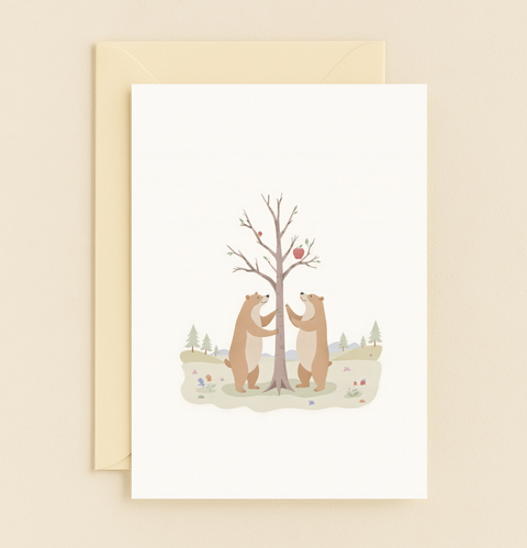 bear love apple tree card