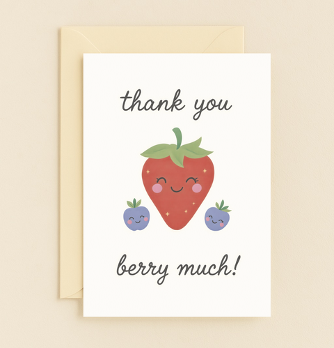 berry much gratitude cute fruit card