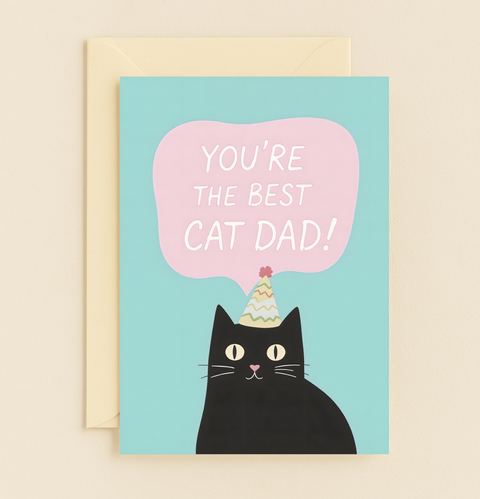 best cat dad party hat card