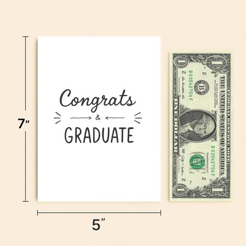 Graduation Greeting Card "Congrats & Graduate" Modern Design - Size