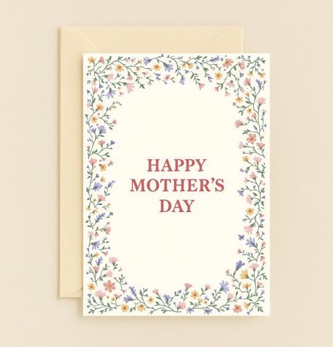 Mothers Day Card Floral Elegant Design - Front