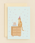 birthday cat on dresser celebration card