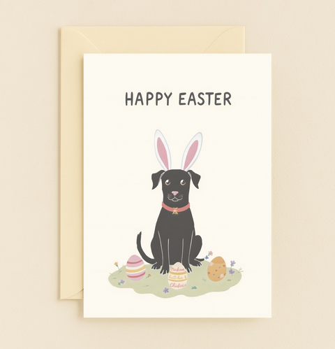 black lab bunny ears card