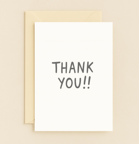 bold handwritten thank you card