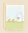 bunny and chicks with egg basket card