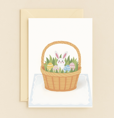 bunny and egg basket pop up card