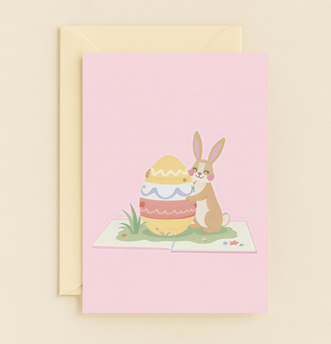 bunny hugs giant egg card