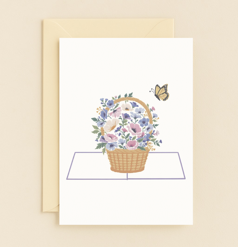 butterfly and flower basket card