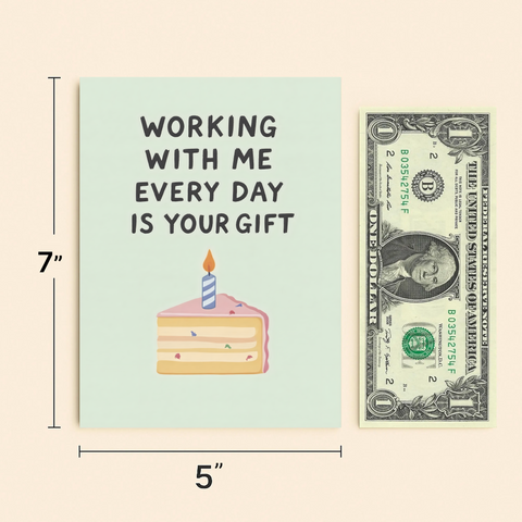 Funny Birthday Card Modern Cake Illustration - Size