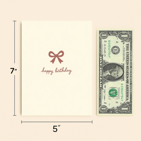 Birthday Card with Bow Elegant Design - Size