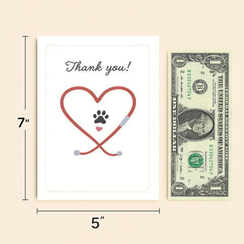 Thank You Card Stethoscope Heart Modern Design - Size