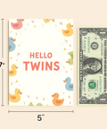 Twin Baby Greeting Card Cute Duck Design - Size