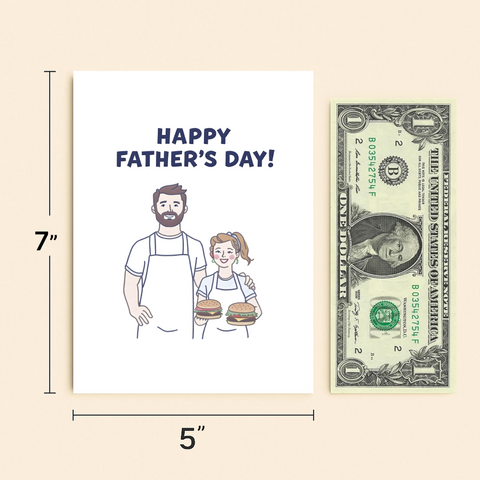 Fathers Day Card Illustrated Grill Master Design - Size