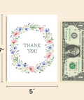 Thank You Card Modern Floral Design - Size