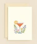 Cocktail Greeting Card with Floral Illustration - Front